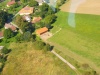 Letecký pohled - stodola, část cesty a pastviny